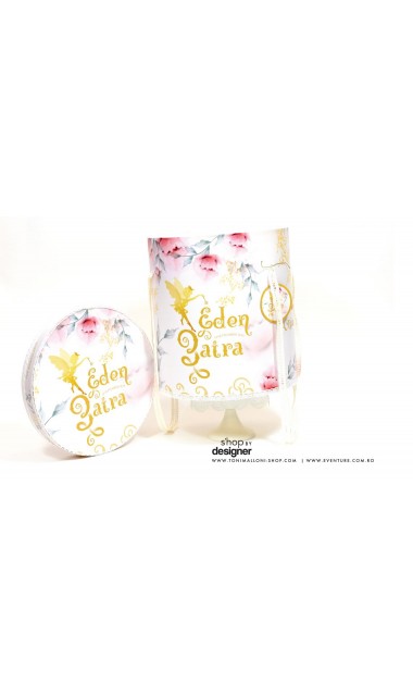 Trusou botez brodat pentru fetite personalizat cu licurici si clopotei, Gradina secreta 23